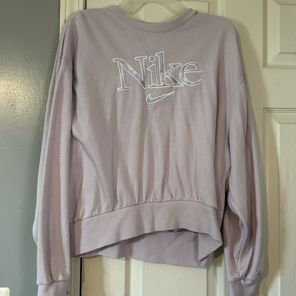 lilac nike crewneck - velvet logo detail